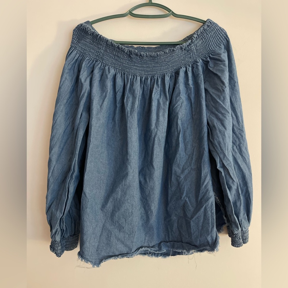 Women's Blue Off-Shoulder Top